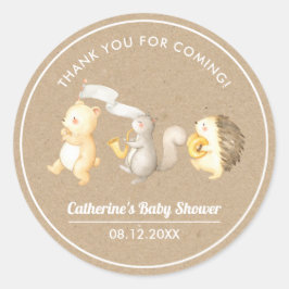Woodland Animals Danke Baby Dusche Runder Aufkleber
