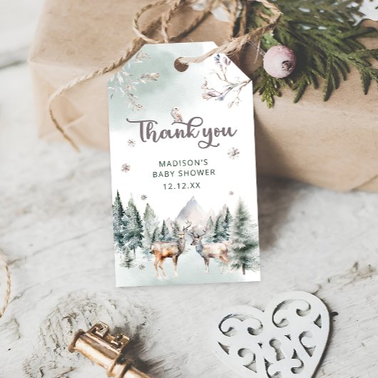 Woodland Animals Deer Winter Baby Dusche Vielen Da Geschenkanhänger