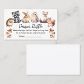 woodland animals diaper raffle baby shower  begleitkarte (Vorne/Hinten)