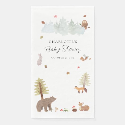 Woodland Animals Fall Baby Dusche Serviette (Vorderseite)