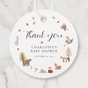Woodland Animals Fall Baby Dusche Vielen Dank Geschenkanhänger