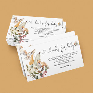 Woodland Animals Fall Baby Shower Books anfordern Begleitkarte