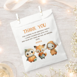 Woodland Animals Fall Kids' Birthday Thank You Geschenktütchen