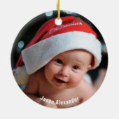 Woodland Animals First Christmas Add Your Photo Keramik Ornament (Hinten)