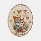 Woodland Animals First Christmas Personalized Keramik Ornament (Rechts)