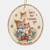 Woodland Animals First Christmas Personalized Keramik Ornament (Links)