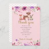 Woodland Animals Floral Baby Dusche Danke Gedicht (Vorne/Hinten)
