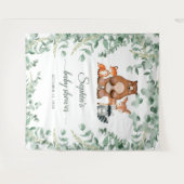 Woodland Animals Floral Baby Dusche Wandteppich (Vorderseite (Horizontal))