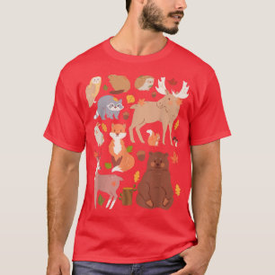 Woodland Animals Fo Bear Moose Wildlife Cute Anima T-Shirt