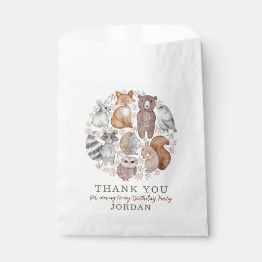 Woodland Animals & Foliage Thank You Geschenktütchen (Vorderseite)