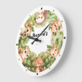 Woodland Animals Forest Baby Boy Kinderzimmer Große Wanduhr (Winkel)