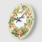 Woodland Animals Forest Baby Boy Kinderzimmer Große Wanduhr (Winkel)