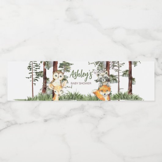 Woodland Animals Forest Baby Dusche Wasserflaschenetikett (Einzelnes Label)