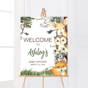 Woodland Animals Forest Baby Dusche Willkommen Poster