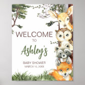 Woodland Animals Forest Baby Dusche Willkommen Poster (Vorne)