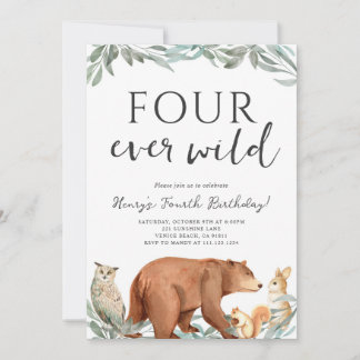 Woodland Animals Forest Birthday Party Invitation Einladung