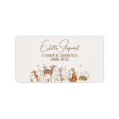 Woodland Animals Forest Friends Kinderdusche Adressaufkleber (Vorne)