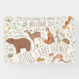 Woodland Animals Forest Friends Kinderdusche Banner