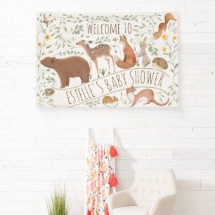 Woodland Animals Forest Friends Kinderdusche Banner