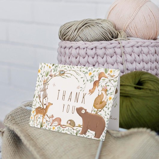 Woodland Animals Forest Friends Kinderdusche Dankeskarte