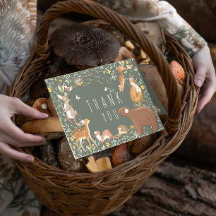 Woodland Animals Forest Friends Kinderdusche Dankeskarte