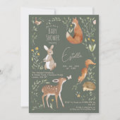 Woodland Animals Forest Friends Kinderdusche Einladung (Vorderseite)