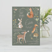 Woodland Animals Forest Friends Kinderdusche Einladung (Stehend Vorderseite)