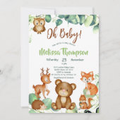 Woodland Animals Forest Friends Kinderdusche Einladung (Vorderseite)