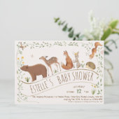 Woodland Animals Forest Friends Kinderdusche Einladung (Stehend Vorderseite)