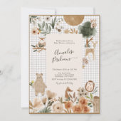 Woodland Animals Forest Friends Kinderdusche Einladung (Vorderseite)