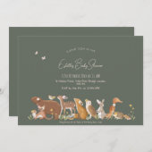 Woodland Animals Forest Friends Kinderdusche Einladung (Vorne/Hinten)