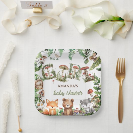 Woodland Animals Forest Niedlich Baby Girl Dusche Pappteller (Hochzeit)