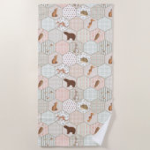 Woodland Animals Forest Patchwork Baby Shower Gift Strandtuch (Vorderseite)