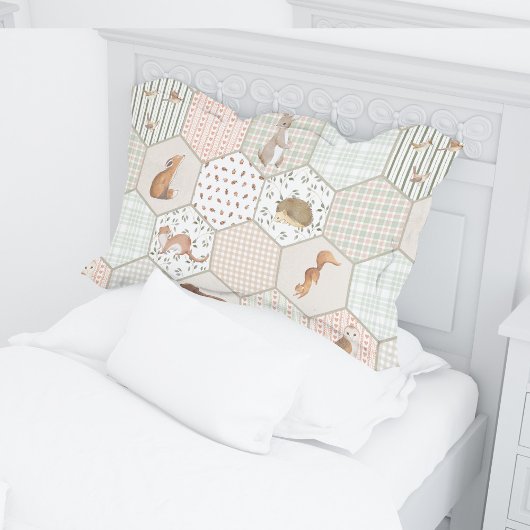 Woodland Animals Forest Patchwork Kinderduschgesch Kissenbezug
