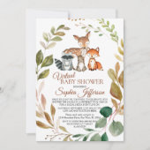 Woodland Animals Forest Virtual Baby Dusche Einladung (Vorderseite)