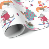 Woodland Animals Fox Wolf Deh in Weihnachtsantiker Geschenkpapier (Rolleneckpunkt)