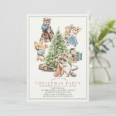 Woodland Animals Gathering Christmas Holiday Party Einladung (Stehend Vorderseite)