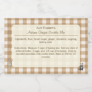 Woodland Animals Gingham Autumn Ginger Cooke Mix Lebensmitteletikett