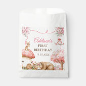 Woodland Animals Girl 1st Birthday Party Geschenktütchen (Vorderseite)