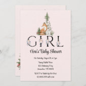 Woodland Animals Girl Baby Dusche Einladung (Vorne/Hinten)