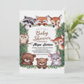 Woodland Animals Girl Baby Dusche Einladung (Stehend Vorderseite)