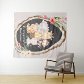 Woodland Animals Girl Baby Showkabine Foto Wandteppich (Beispiel (Horizontal))