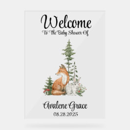 Woodland Animals Girl Boy Baby Dusche Willkommen Acrylschild