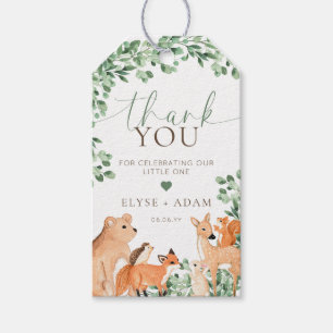 Woodland Animals Green Baby Dusche Gefallen Tag Geschenkanhänger