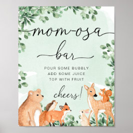 Woodland Animals Green Baby Dusche Momosa Bar Zeic Poster