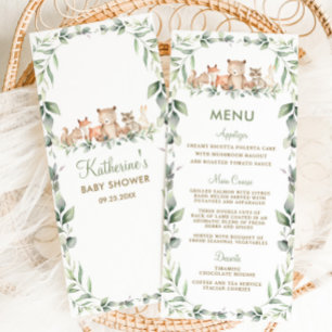 Woodland Animals Greenerity Baby Shower Party Menü Programm