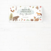 Woodland Animals Greenery Baby Dusche Willkommen Banner (InSitu)