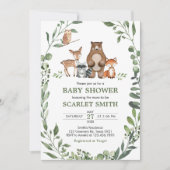 Woodland Animals Greenery Baby Shower Einladung (Vorderseite)