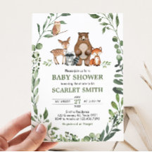 Woodland Animals Greenery Baby Shower