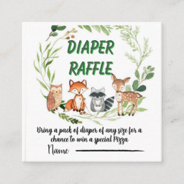 Woodland animals greenery diaper raffle begleitkarte